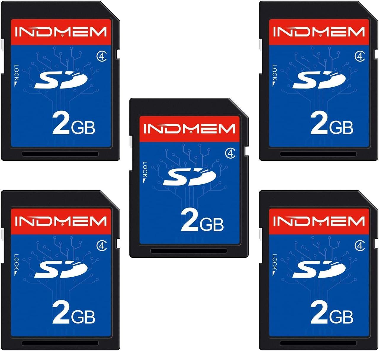 Main image of INDMEM 5 Pack SD Card 2GB Class 4 Flash Memory Card 2G SLC Stanard Secure Digital Cards