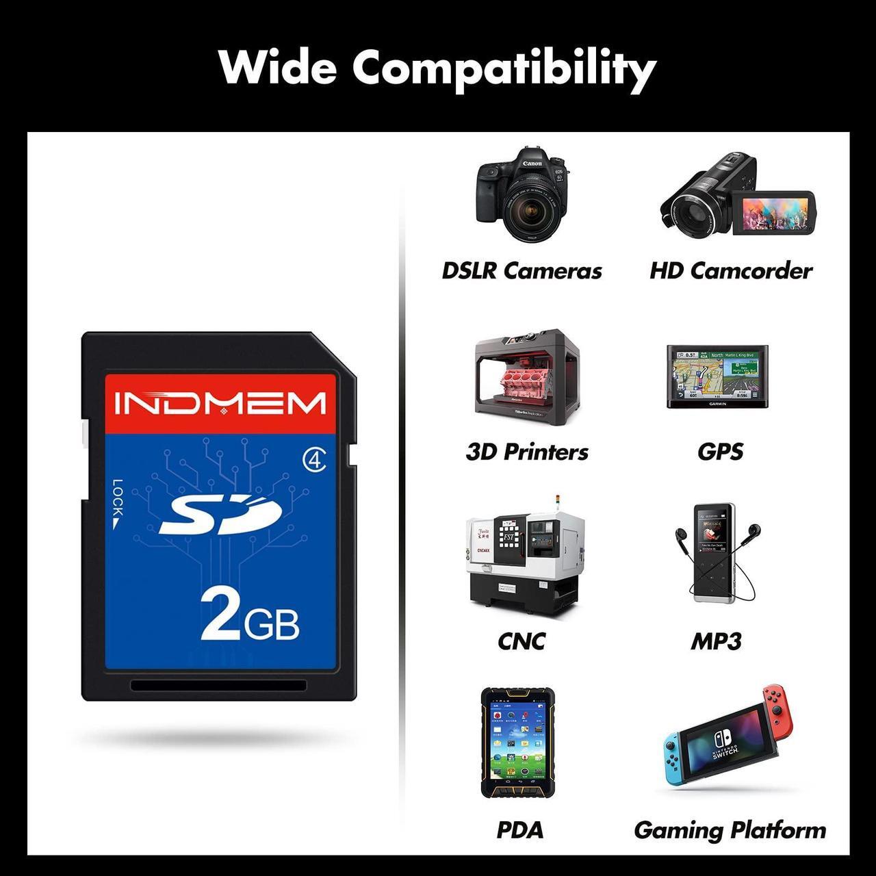 Alt view image 5 of 5 - INDMEM 5 Pack SD Card 2GB Class 4 Flash Memory Card 2G SLC Stanard Secure Digital Cards