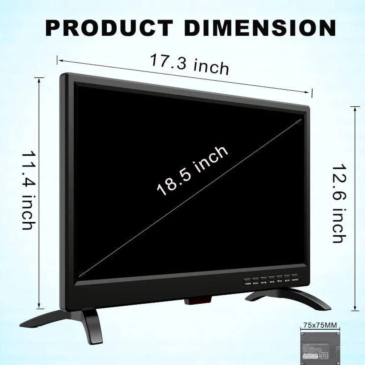 Alt view image 2 of 5 - Feihe 19 Inch TV, LED Widescreen TV with Digital ATSC Tuners HDMI/VGA/RCA/USB, 19 Inch Flat Screen TV w/Built in Dual Speakers for Kitchen and RV Camper(2023 Model)