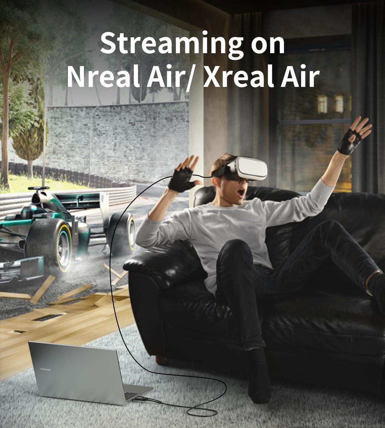 Alt view image 2 of 5 - HDMI to USB-C Cable, Xreal Air AR 4K@60Hz 6.6ft HDMI to Type-C, HDMI 2.0, USB Powered, HDMI to USB-C Adapter, Compatible for Mobile Monitor,Nreal Air, Xreal Air AR, Rokid Air, Switch, Steam Deck