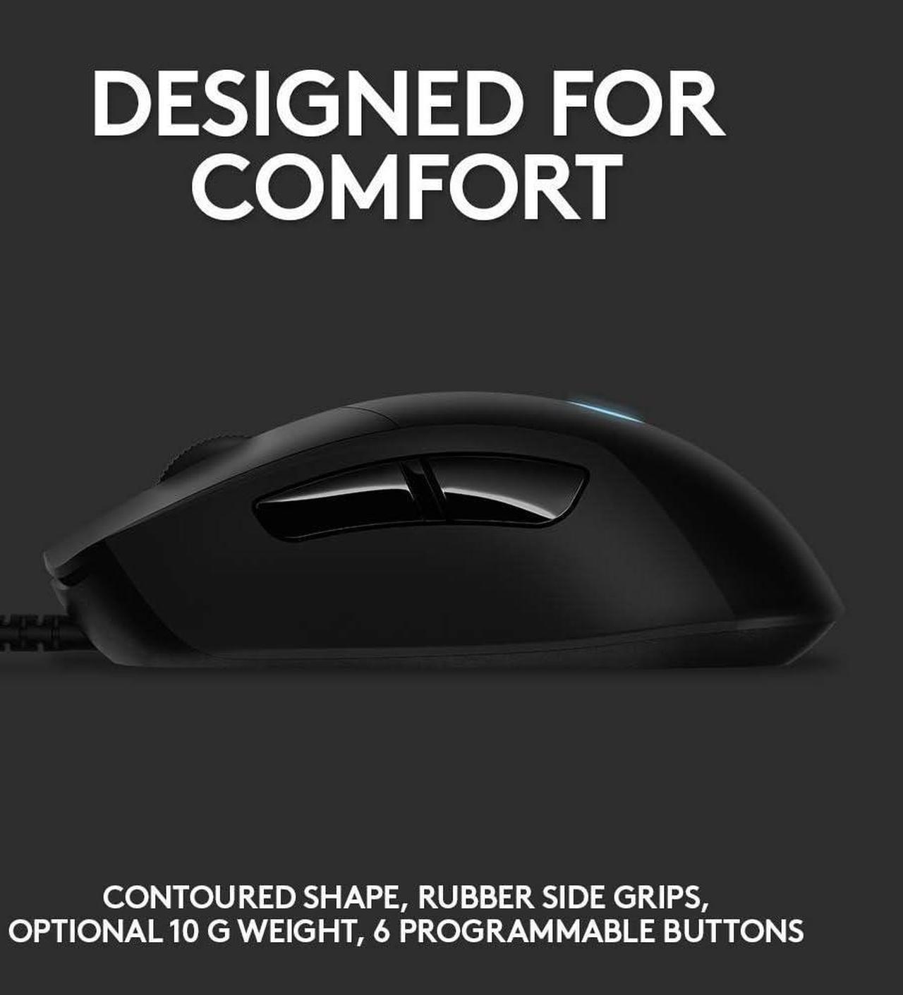 Alt view image 5 of 5 - Logitech G403 Hero 25K Gaming Mouse, Lightsync RGB, Lightweight 87G+10G optional, Braided Cable, 25, 600 DPI, Rubber Side Grips, Black