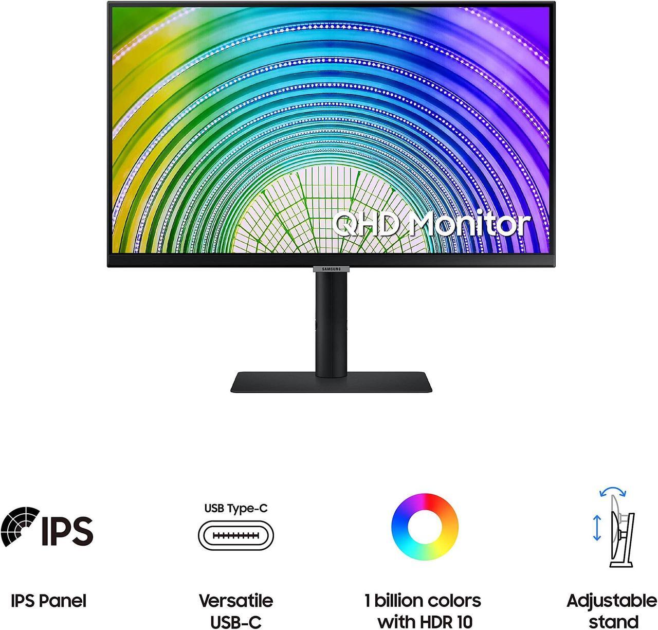 Alt view image 2 of 5 - SAMSUNG 24 Inch QHD Computer Monitor, 75Hz, HDMI Monitor, Vertical, 1440p IPS Monitor, HDR10 (1 Billion Colors), TUV-Certified Intelligent Eye Care, S60A (LS24A600NWNXGO)