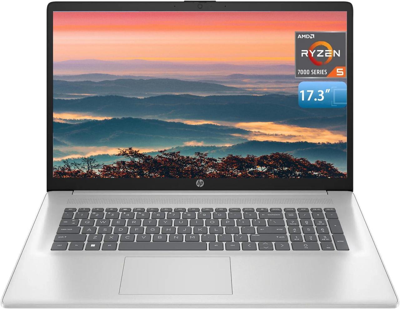 Main image of HP 17 Laptop, 17.3" FHD Display, 32GB RAM, 1TB SSD, AMD Ryzen 5 Processor(Beats i7-1165G7, Up to 4.3GHz), Webcam, Numeric Keypad, Long Battery Life, Windows 11 Home, Alpacatec Accessories, Silver
