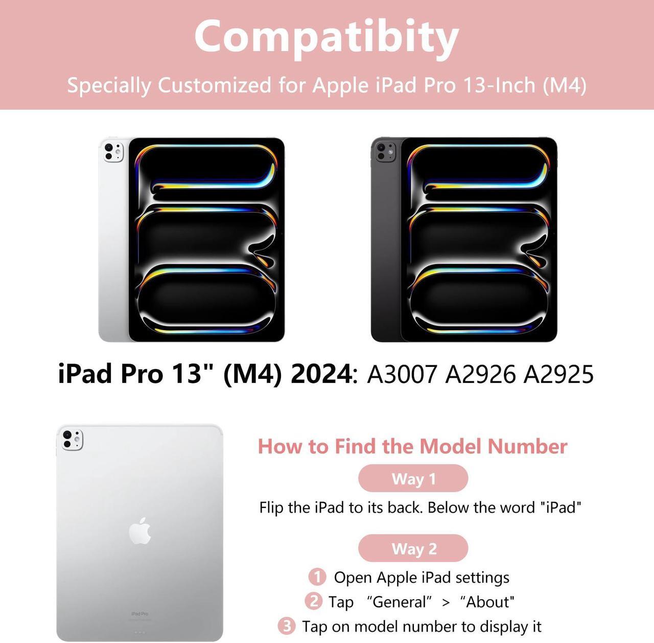 Alt view image 2 of 5 - aMZCaSE for iPad Pro 13 inch Case 2024 with Keyboard,Keyboard Case for iPad Pro 13 inch with Bluetooth Detachable Smart Sleep/Wake Keyboard&Pencil Holder for iPad Pro 13 inch,Light Pink
