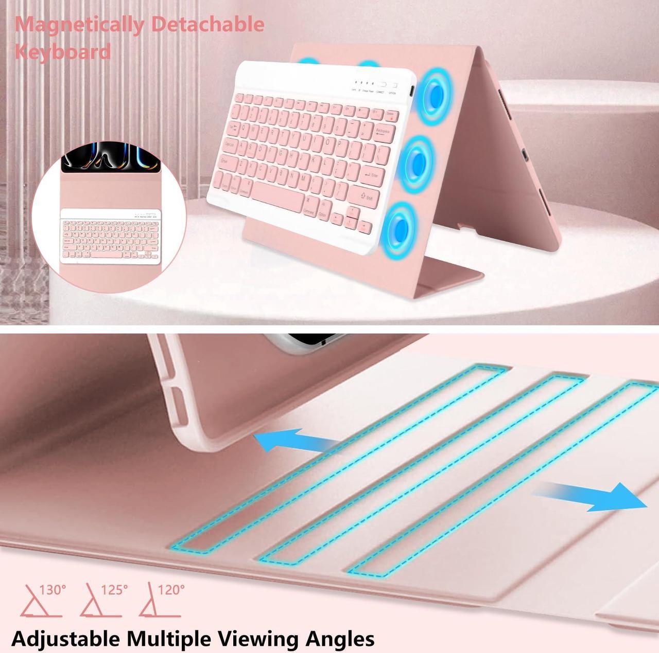Alt view image 5 of 5 - aMZCaSE for iPad Pro 13 inch Case 2024 with Keyboard,Keyboard Case for iPad Pro 13 inch with Bluetooth Detachable Smart Sleep/Wake Keyboard&Pencil Holder for iPad Pro 13 inch,Light Pink