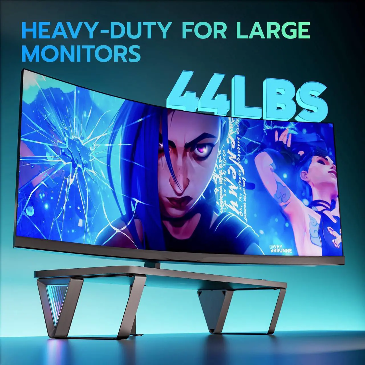 Alt view image 3 of 5 - ARES WING 24 inches Monitor Stand Riser with 18 RGB Lighting Effects, Holds up to 44 lbs, Monitor Stand for Desk, Computer Monitor Riser Stand for Monitors/Printers/Laptop Computer/PC,Laptop Stand for