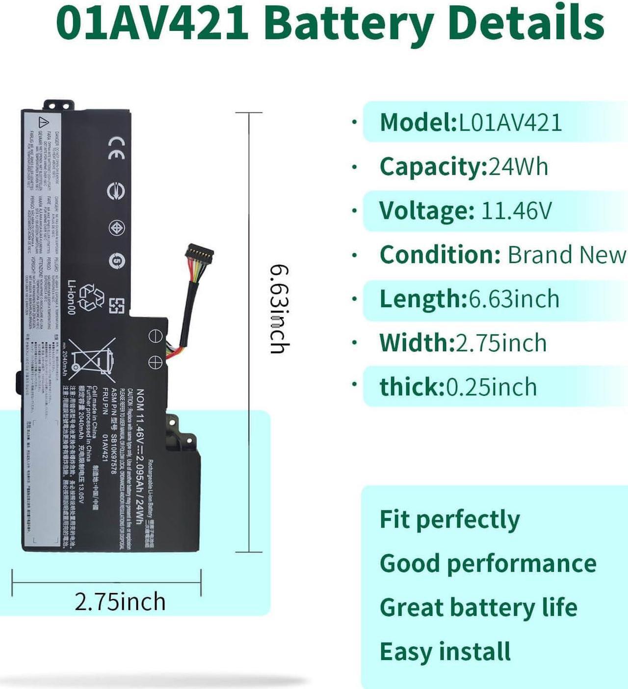 Alt view image 2 of 5 - 01AV421 T480 T480 T580 Internal Battery Replacement for Lenovo ThinkPad T470 T480 T580 A475 A485 TP25 Series Notebook, for Lenovo Laptop Thinkpad Battery 01AV419 01AV489 01AV420 SB10K97577 SB10K97578