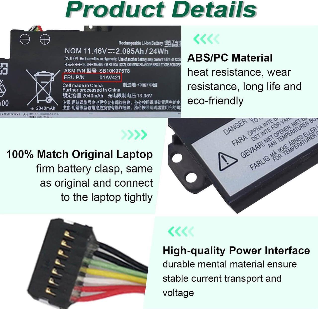 Alt view image 3 of 5 - 01AV421 T480 T480 T580 Internal Battery Replacement for Lenovo ThinkPad T470 T480 T580 A475 A485 TP25 Series Notebook, for Lenovo Laptop Thinkpad Battery 01AV419 01AV489 01AV420 SB10K97577 SB10K97578