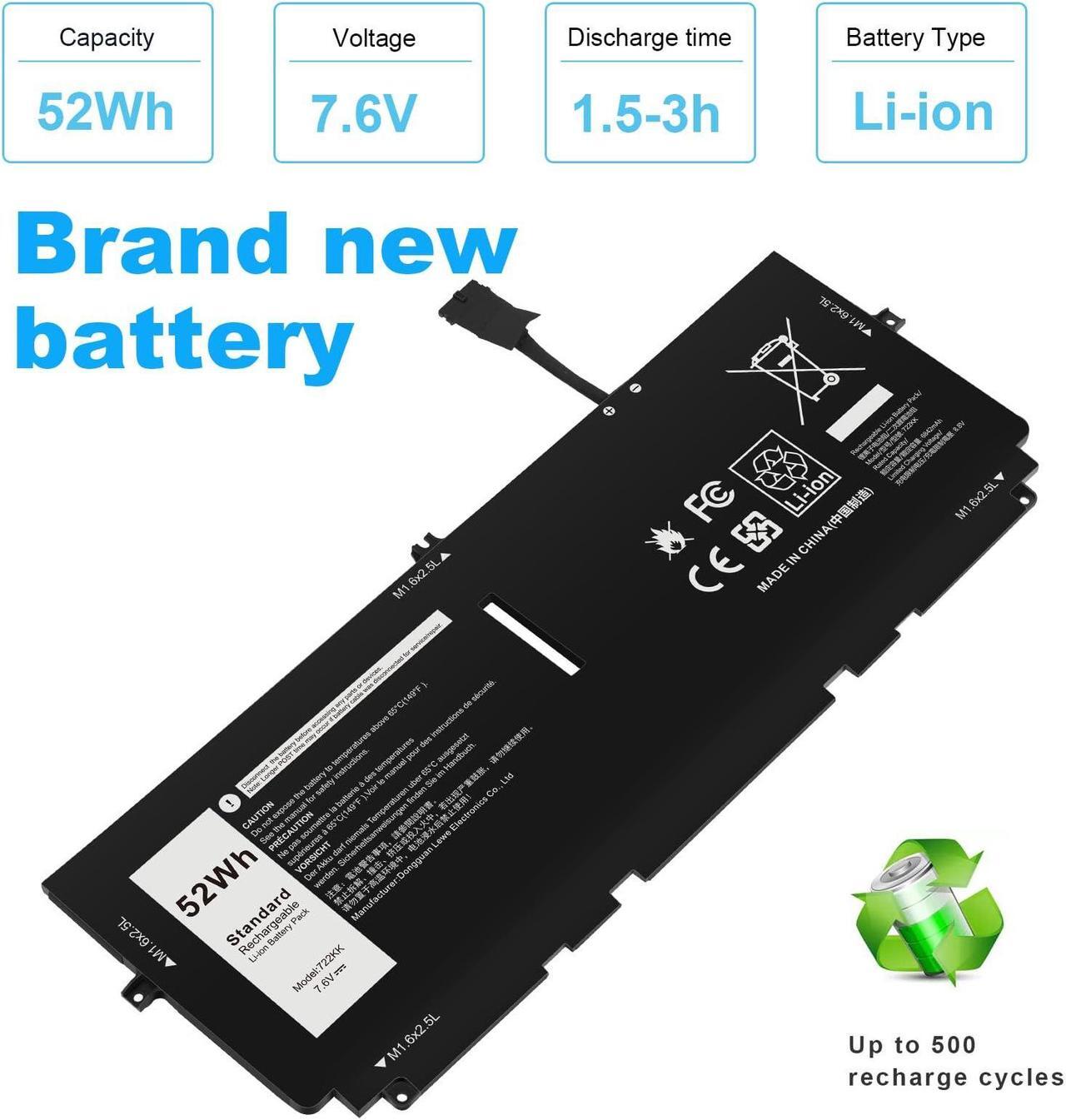 Alt view image 5 of 5 - Fancy Buying 52Wh 722KK FP86V Laptop Battery for Dell XPS 13 9300 XPS 13 9310 XPS 13 9380 P117G P117G002 P117G001 Series Notebook 0WN0N0 WN0N0 02XXFW 2XXFW