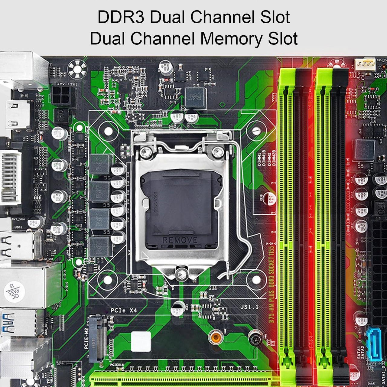 Alt view image 4 of 5 - LGA 1155 Computer Motherboard, B75 HM DDR3 6Gbps Micro ATX Gaming PC Motherboard, Support DDR3 Memory NVME M.2 M.2 USB3.0 SATA3.0 PCIe X16, ATX Motherboard for Mining