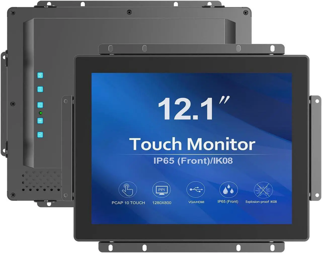 Main image of 12.1 Inch 1000 Nits High Brightness Display Capacitive Touchscreen Open Frame LCD Touch Screen Monitor - Front IP65 and IK08-1024 x 768 - Black