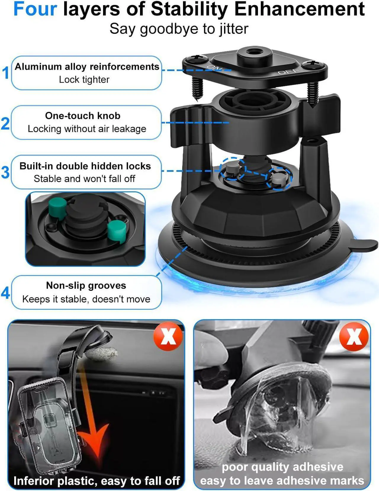 Alt view image 5 of 5 - Sunroof Tablet Holder Mount for Car/Truck [Latest Anti-Shake] Dashboard Windshield Window Tablet Stand for Truck/Car/Pickup, Heavy Duty Sunroof ipad Mount for 4-12.9" iPad Pro Air, Z Fold, iPhone