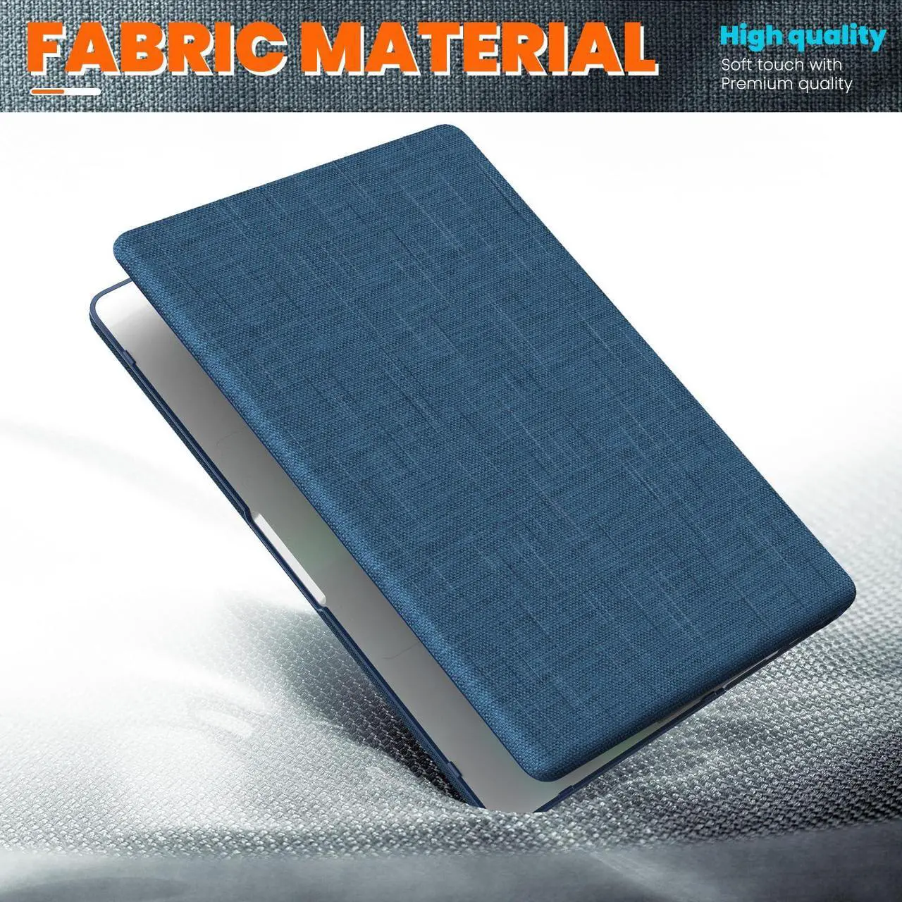 Alt view image 3 of 5 - MEEgoodo for M4 MacBook Pro 14 inch Case 2024 2023 2021,Fabric Kickstand Cover Fit Model A3112/A3401/A3185/A2918/A2992/A2779/A2442 M3 M2 M1 Pro/Max with TPU Keyboard&Webcam Cover&OTG Adapter,Navy Blue