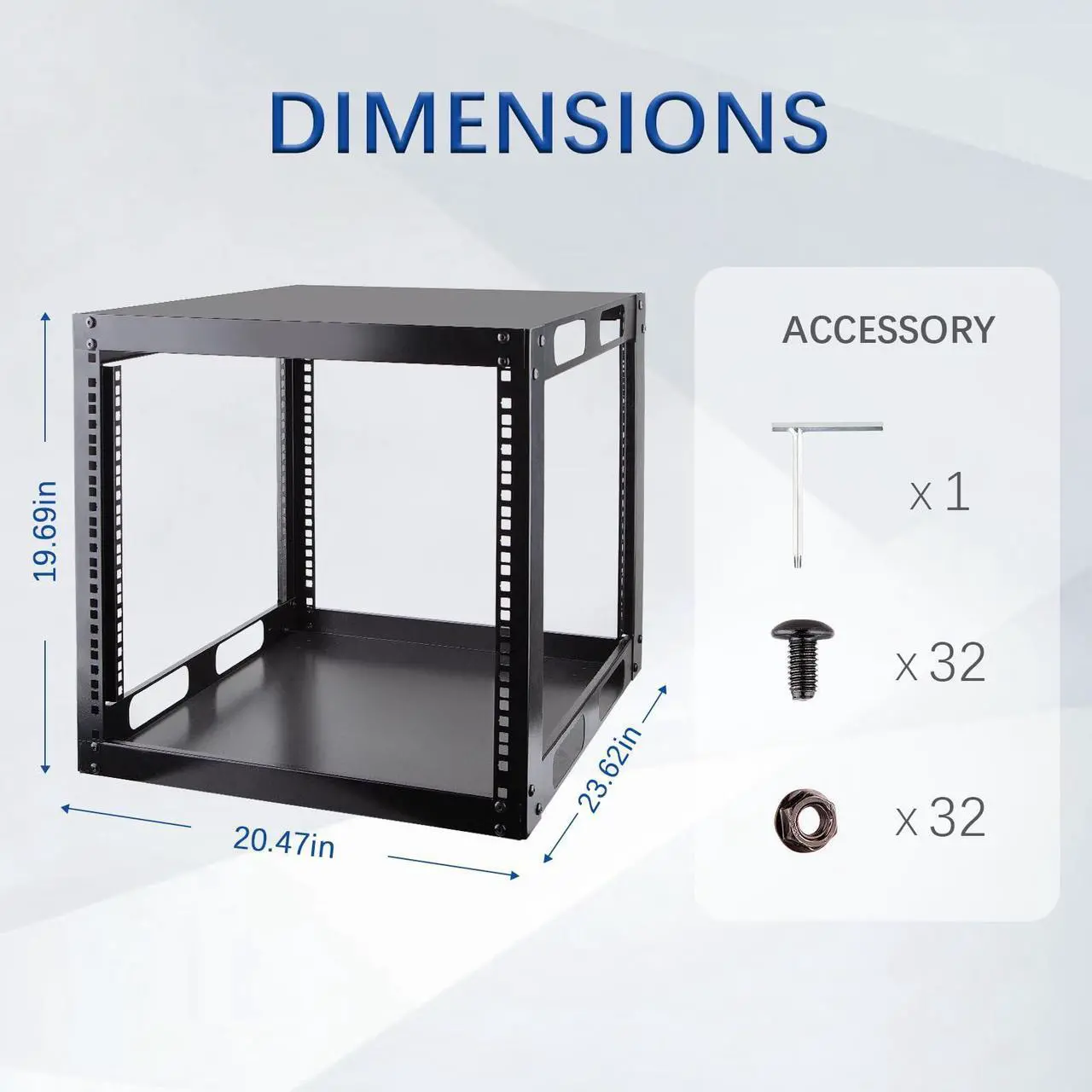 Alt view image 2 of 5 - 9U Open Frame Network Rack,Free Standing Network Server Rack for Servers & AV Gear