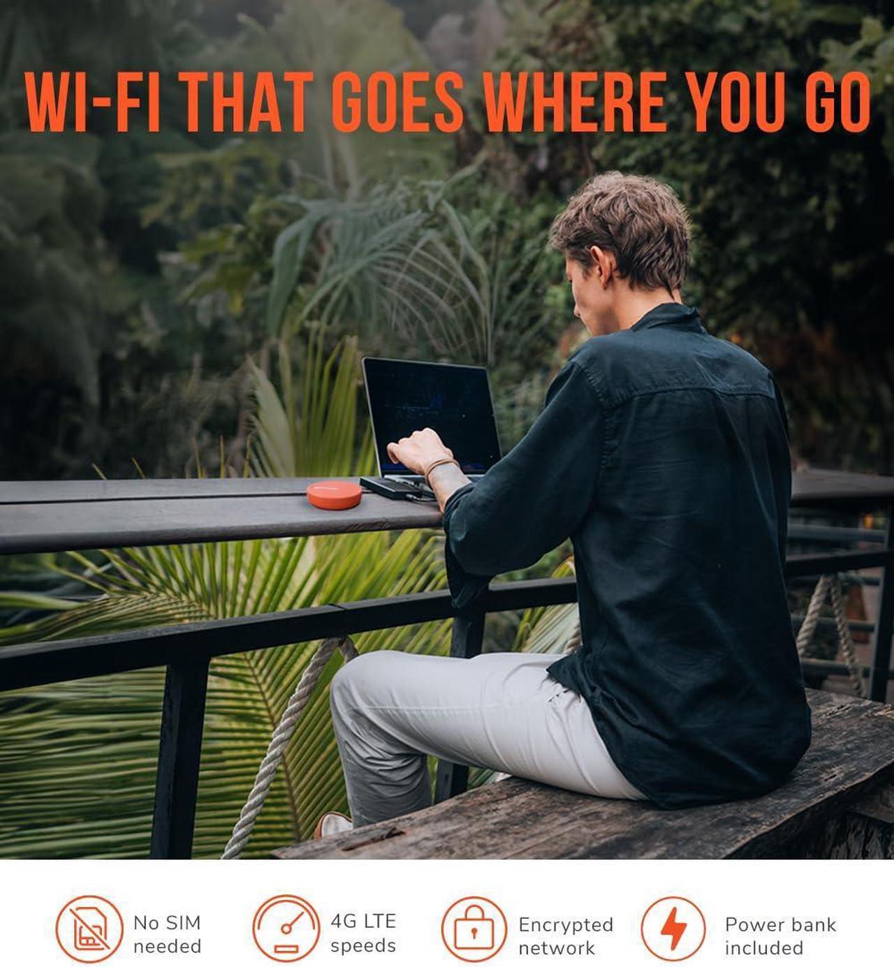 Alt view image 5 of 5 - SIMO Solis Lite 4G LTE Mobile Hotspot, Portable WiFi for Travel in 140+ Countries, No SIM Card or Contract Required, Multi-Carrier Network Wireless, 10 Devices, 1GB/Month Lifetime + 20GB US Data