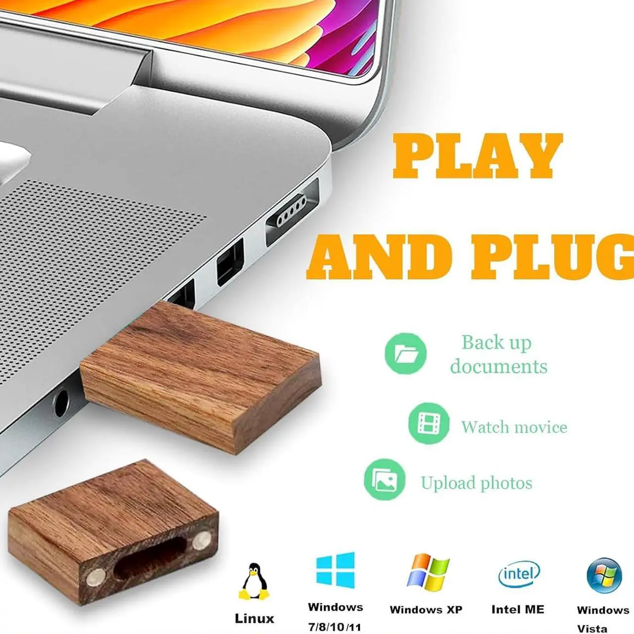 Alt view image 3 of 5 - Wood USB Flash Drives 32GB, TATMOHIK USB 2.0 Walnut Wooden USB Thumb Drives 10 Pack Wood USB Drive Memory Stick Pen Drive Bulk(10 Pack-Walnut)