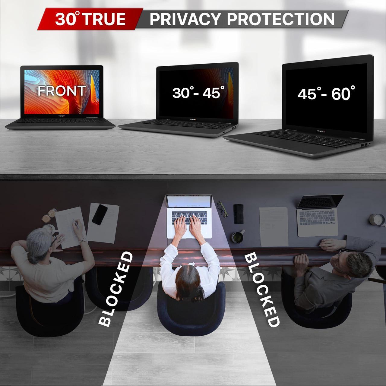 Alt view image 3 of 5 - VINTEZ 15.6 Inch Removable Computer Privacy Screen Filter for 16:9 Widescreen Computer Monitor and Laptop - Anti-Scratch - Easy On/Off Protector Film - Data Confidentiality Shield