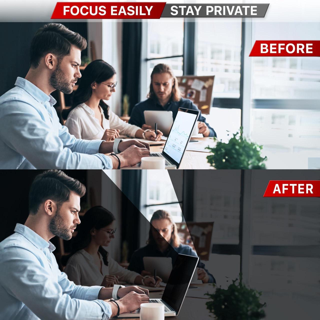 Alt view image 2 of 5 - VINTEZ 15.6 Inch Removable Computer Privacy Screen Filter for 16:9 Widescreen Computer Monitor and Laptop - Anti-Scratch - Easy On/Off Protector Film - Data Confidentiality Shield