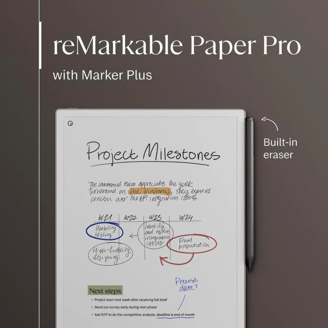 Alt view image 2 of 5 - reMarkable Paper Pro Bundle - Includes 11.8" reMarkable Paper Tablet, and Marker Plus Pen with Eraser