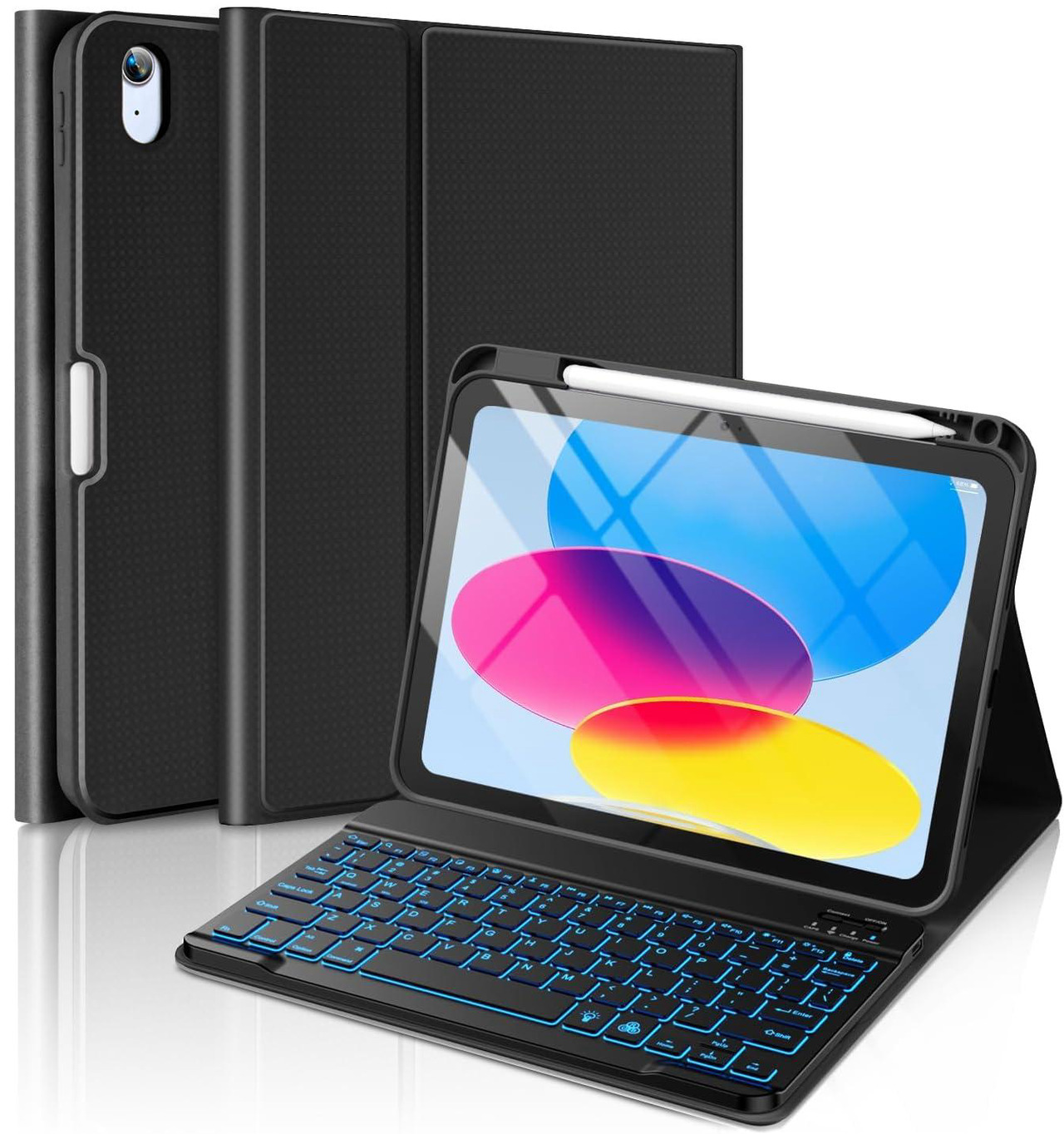 Étui Clavier Bluetooth Pour IPad 10e/11e Génération - Rétroéclairage 7 Couleurs, Amovible, Support Stylet