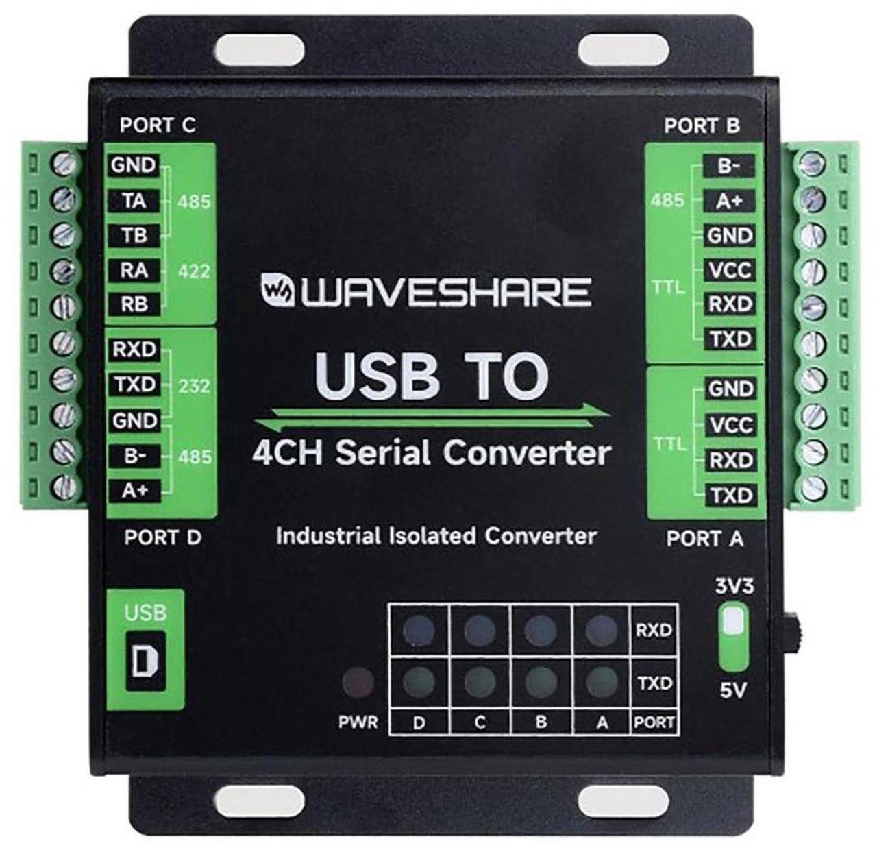 Main image of Coolwell with Original FT4232HL Industrial USB to 4-Ch Serial Converter Supports USB to RS232/485/422/TTL Mac, Linux, Android, Windows 11/10 / 8.1/8 / 7 Support
