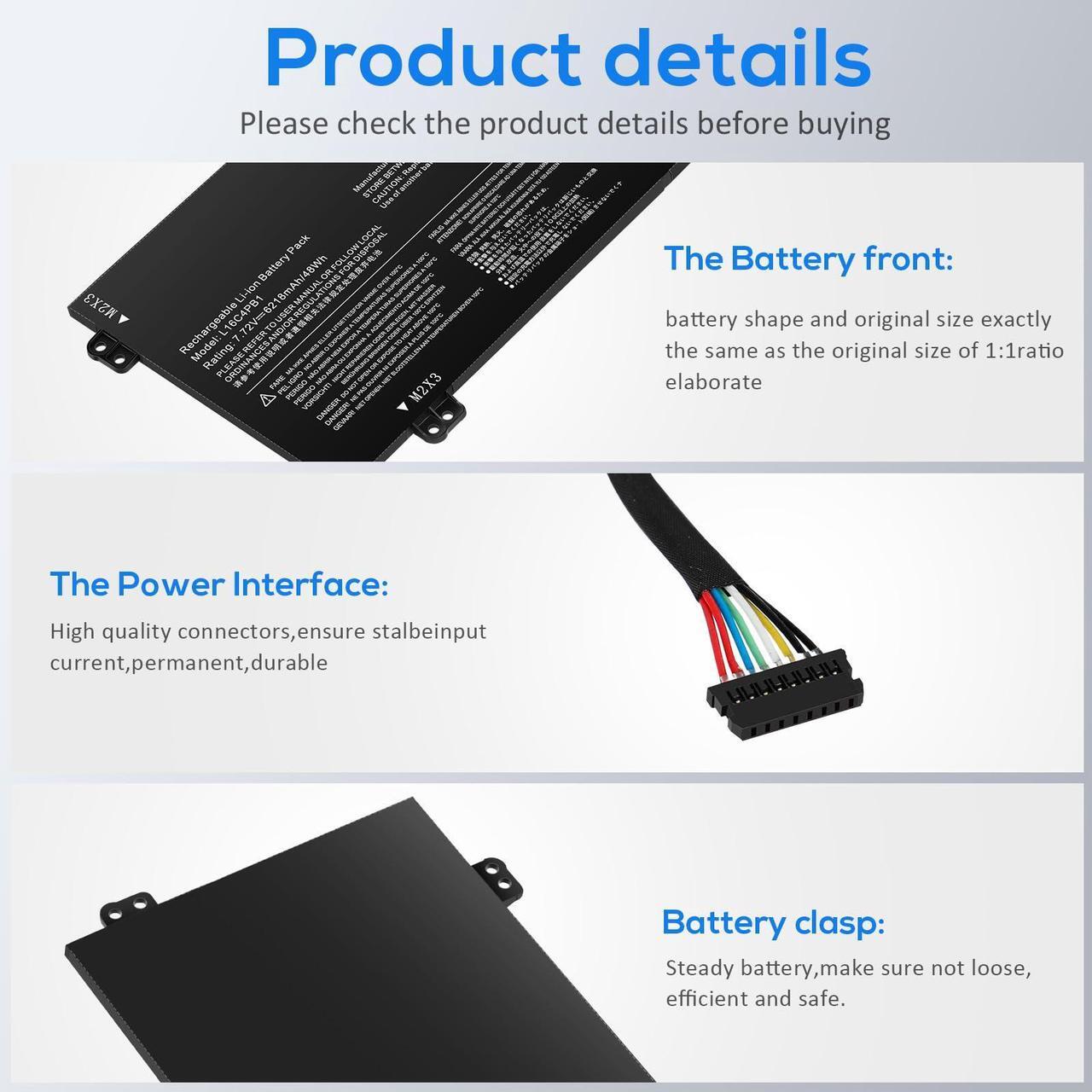 Alt view image 3 of 5 - Fancy Buying L16M4PB1 L16L4PB1 L16C4PB1 Laptop Battery for Yoga 730-13IWL ideapad Yoga 720-13IKB 730-13IKB Series Notebook 5B10M52738 5B10M52739 5B10M52740 5B10Q38237 5B10Q38238 2ICP4/43/110-2
