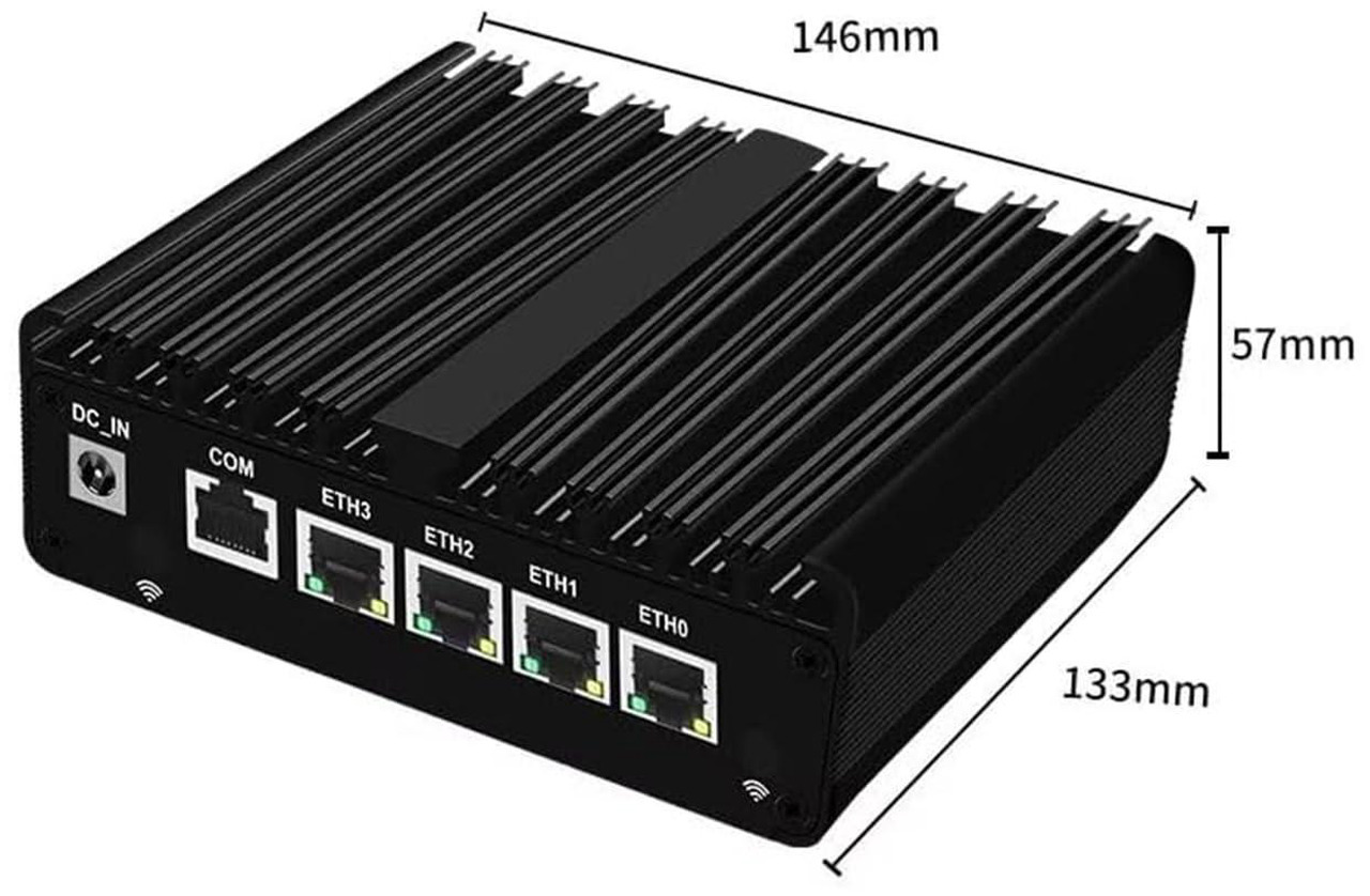 Micro Firewall Mini PC N150 Mit 4x 2.5GbE LAN – Fanless, 8GB DDR5, 128GB SSD, Ideal Für PfSense & OPNSense