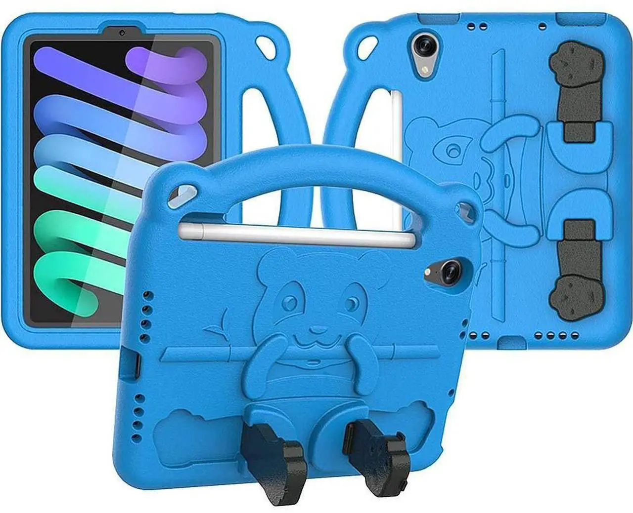 Alt view image 4 of 5 - Sahara - Teddy Bear KidProof Case for iPad Mini (A17 Pro) and iPad Mini (6th Generation 2021), Blue, (TB00059)