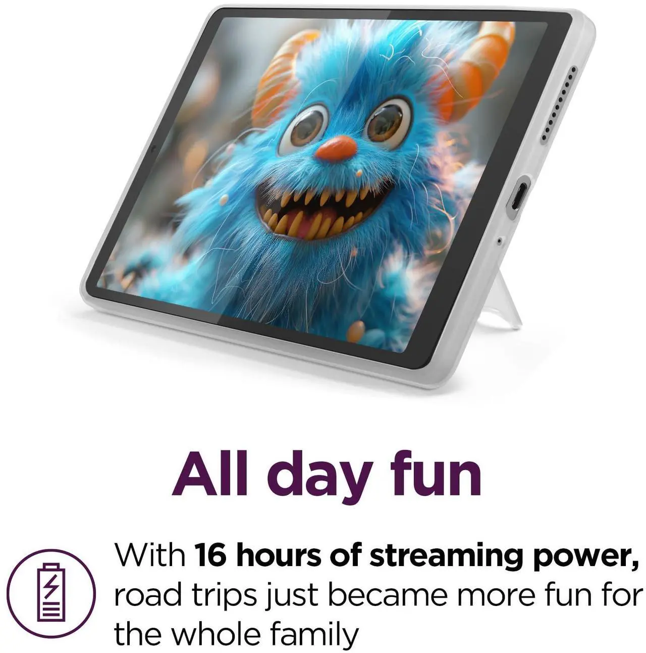 Alt view image 3 of 5 - Lenovo Tab M8 Gen 4-2024 - Family Tablet - Google Kids Space - 8" HD Touch Display - 2 GB Memory - 32 GB Storage - MediaTek Helio A22 - Arctic Grey - Folio with Stand