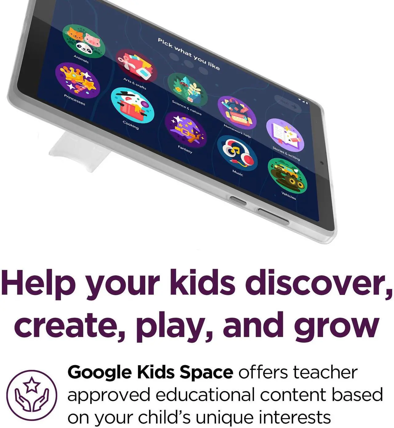Alt view image 4 of 5 - Lenovo Tab M8 Gen 4-2024 - Family Tablet - Google Kids Space - 8" HD Touch Display - 2 GB Memory - 32 GB Storage - MediaTek Helio A22 - Arctic Grey - Folio with Stand