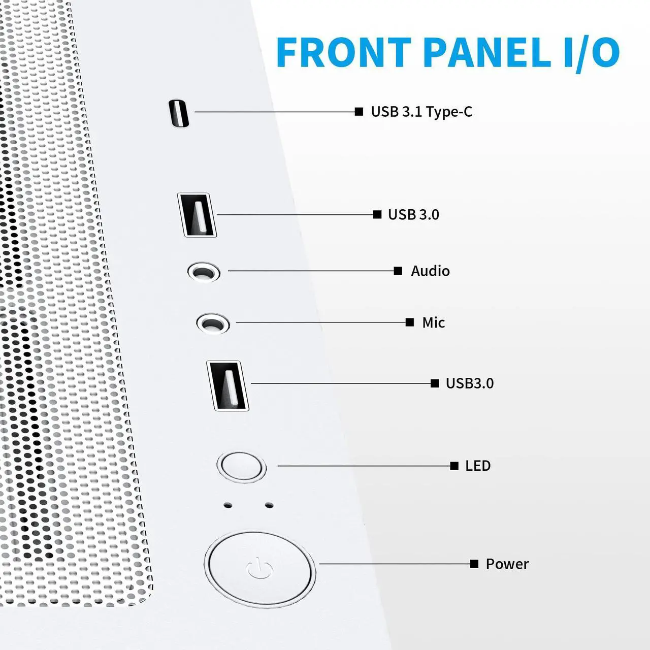 Alt view image 3 of 5 - SAMA S40 Mid Tower Case - High Airflow, 4X 120mm ARGB PWM Fans, Tempered Glass, Mesh Front, Type-C, Supports ATX/M-ATX/ITX & 4090 GPUs - White Computer Case