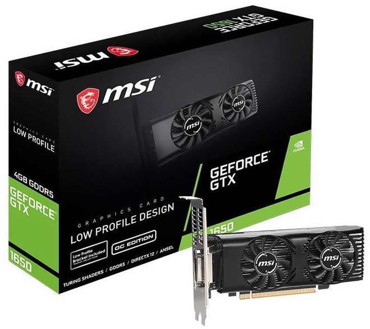 Main image of MSI Gaming GeForce GTX 1650 128-Bit HDMI/DP/DVI 4GB GDRR5 HDCP Support DirectX 12 VR Ready OC Low Profile Bracket Included Graphics Card (GTX 1650 4GT LP OC)