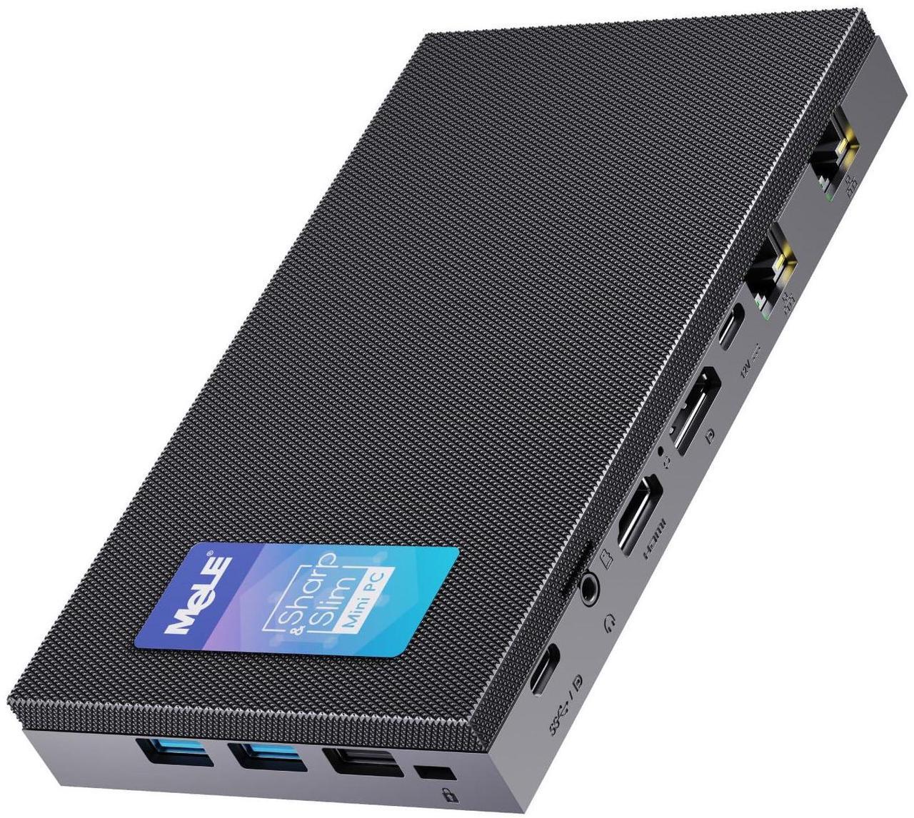 Main image of MeLE QuieterDL Mini PC, Dual LAN 2.5G, N100 Fanless Mini Computers, 16GB 4266MHz LPDDR4x, 512GB SSD, Full-Function USB-C,4K Triple Display Desktop PC on Office, Education, Industrial,Astrophotography