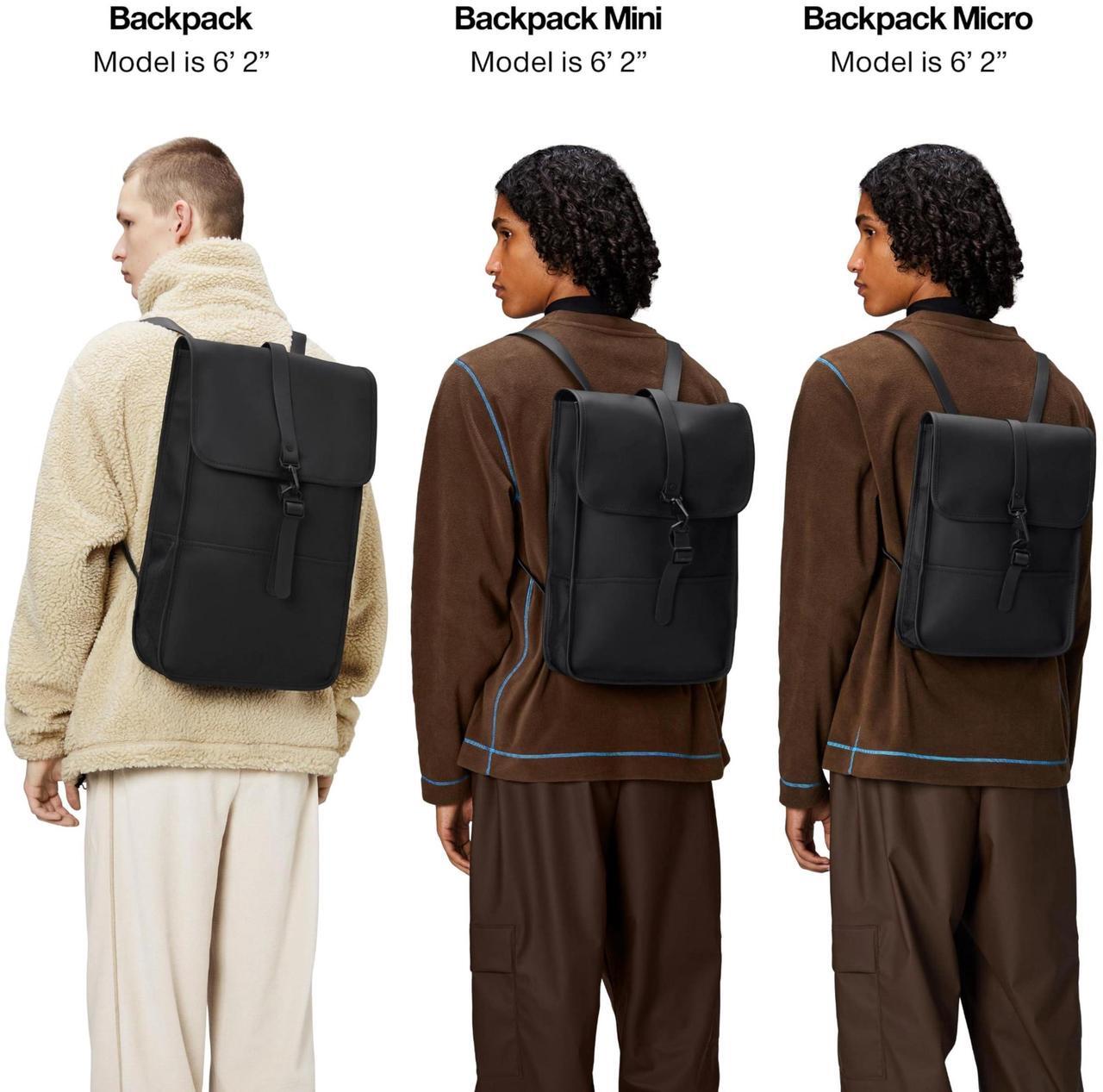 Alt view image 5 of 5 - RAINS Backpack Micro - Waterproof Backpack for Men and Women - Laptop Bag for Work or Travel Black