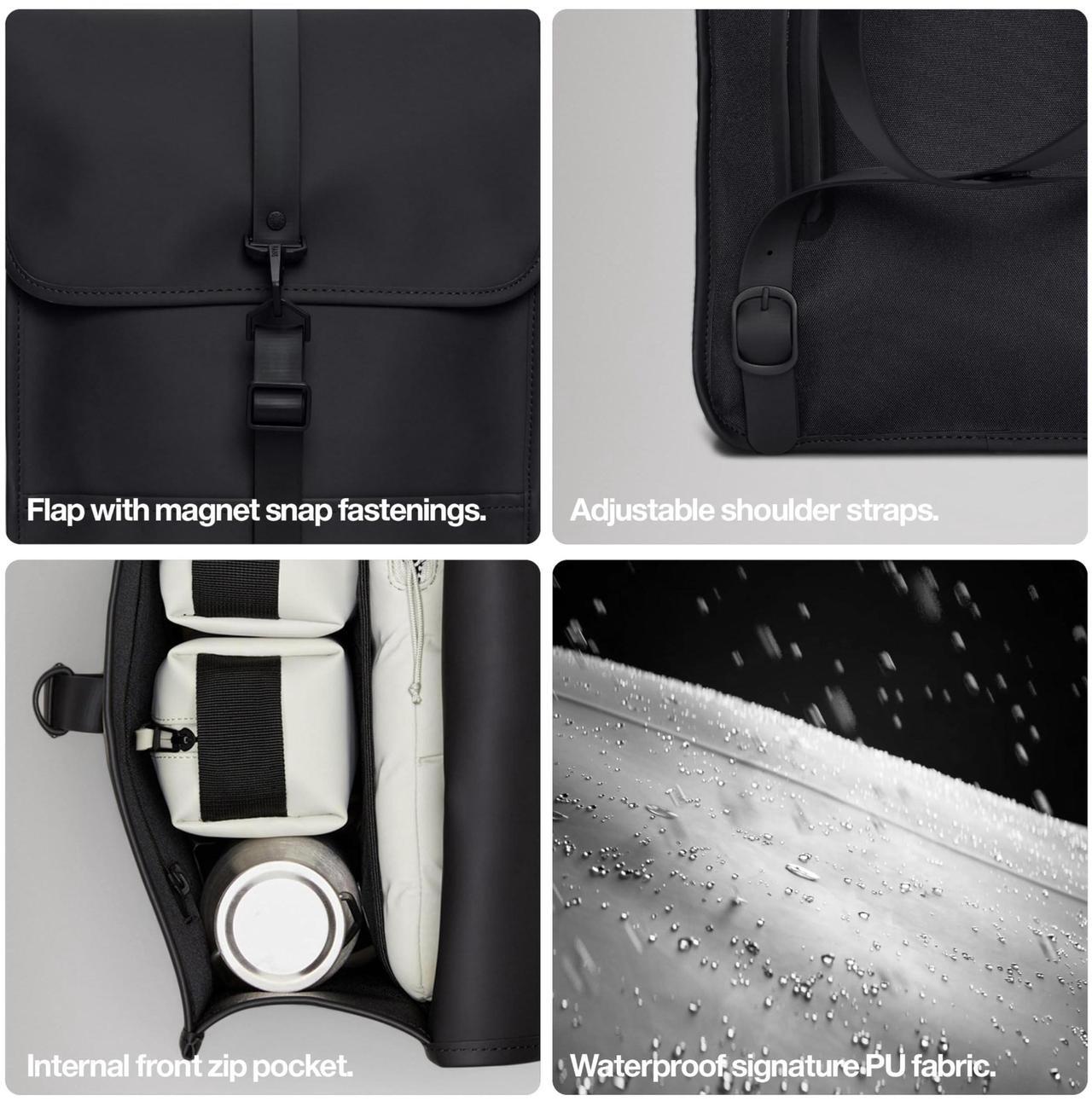Alt view image 4 of 5 - RAINS Backpack Micro - Waterproof Backpack for Men and Women - Laptop Bag for Work or Travel Black
