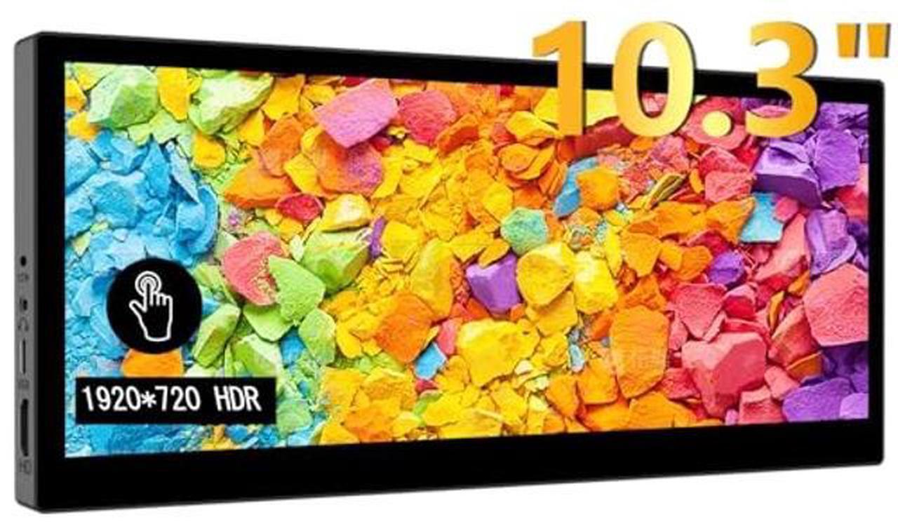 Main image of Ulrhzar 10.3 Inch Touch Screen Portable Monitor IPS1920x720 60Hz 10-Point Touch Stretched Bar with Speakers, HDMI Type-C Mini Small Extension Touchscreen Monitor for Mac Laptop, PC, Switch