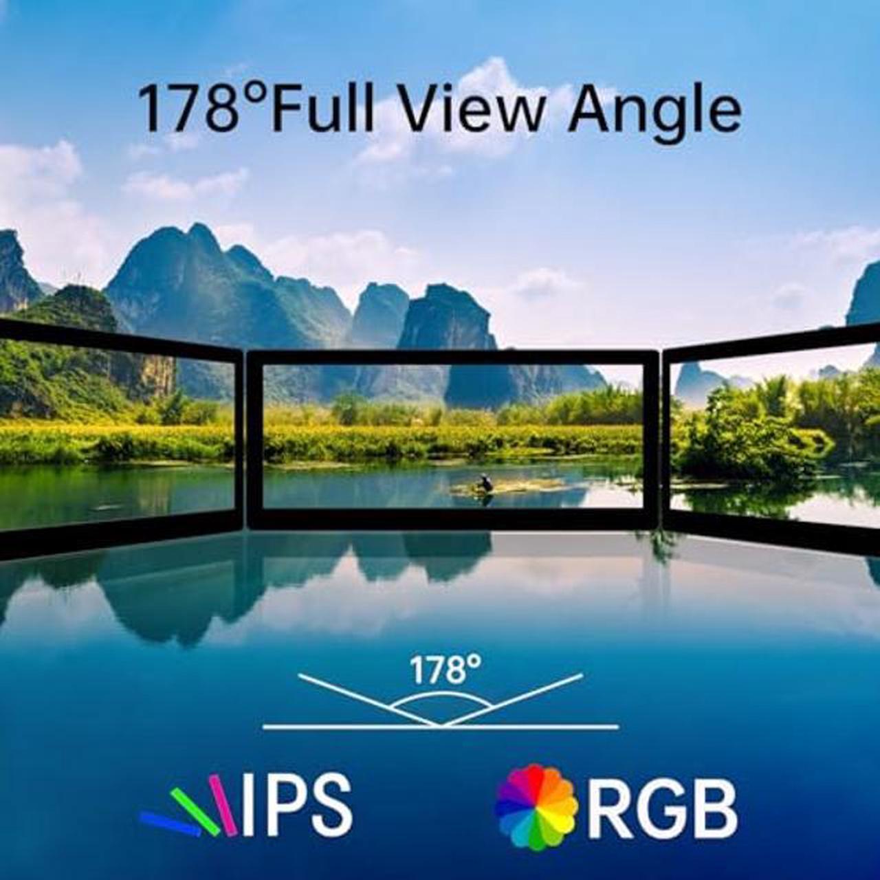 Alt view image 3 of 5 - Ulrhzar 10.3 Inch Touch Screen Portable Monitor IPS1920x720 60Hz 10-Point Touch Stretched Bar with Speakers, HDMI Type-C Mini Small Extension Touchscreen Monitor for Mac Laptop, PC, Switch
