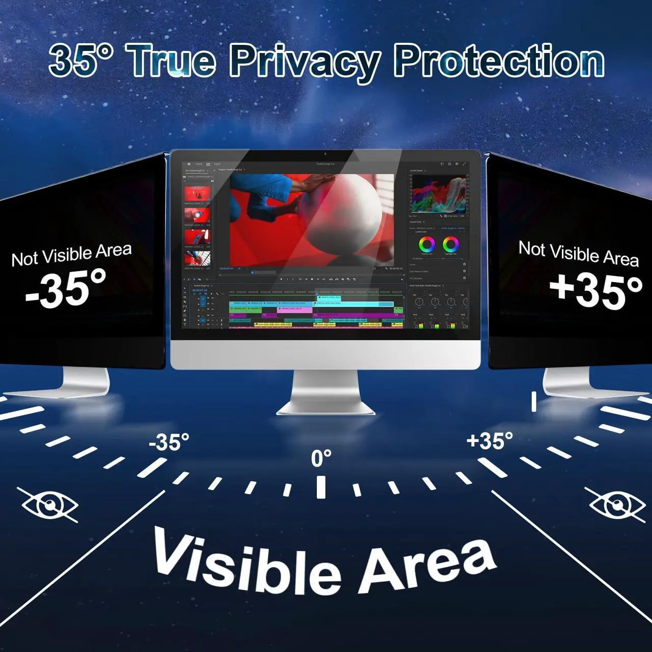 Alt view image 4 of 5 - Fohil 27 Inch Privacy Screen for Computer Monitor Privacy Screen Filter for 16:9 Widescreen Hanging Type Anti Scratch Screen Protector Easy Installation Shield for PC Computer