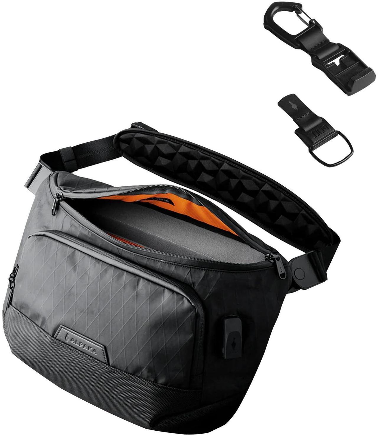Main image of ALPAKA Bravo Sling Max Black HUB Carabiner Quick Release Key Clip - Magnetic Latch - Attach to Sling Bag, Belt Loops
