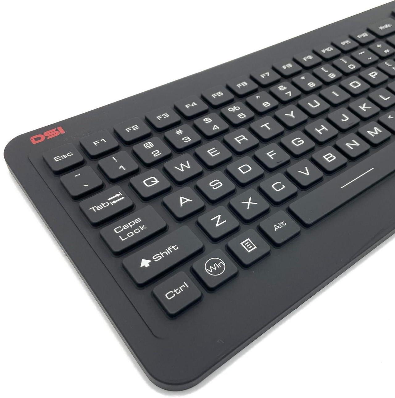 Alt view image 3 of 5 - DSI Industrial Medical IP68 Waterproof Keyboard Disinfectant Silicone Light Guide Panel Backlight with Touchpad IKB98BL