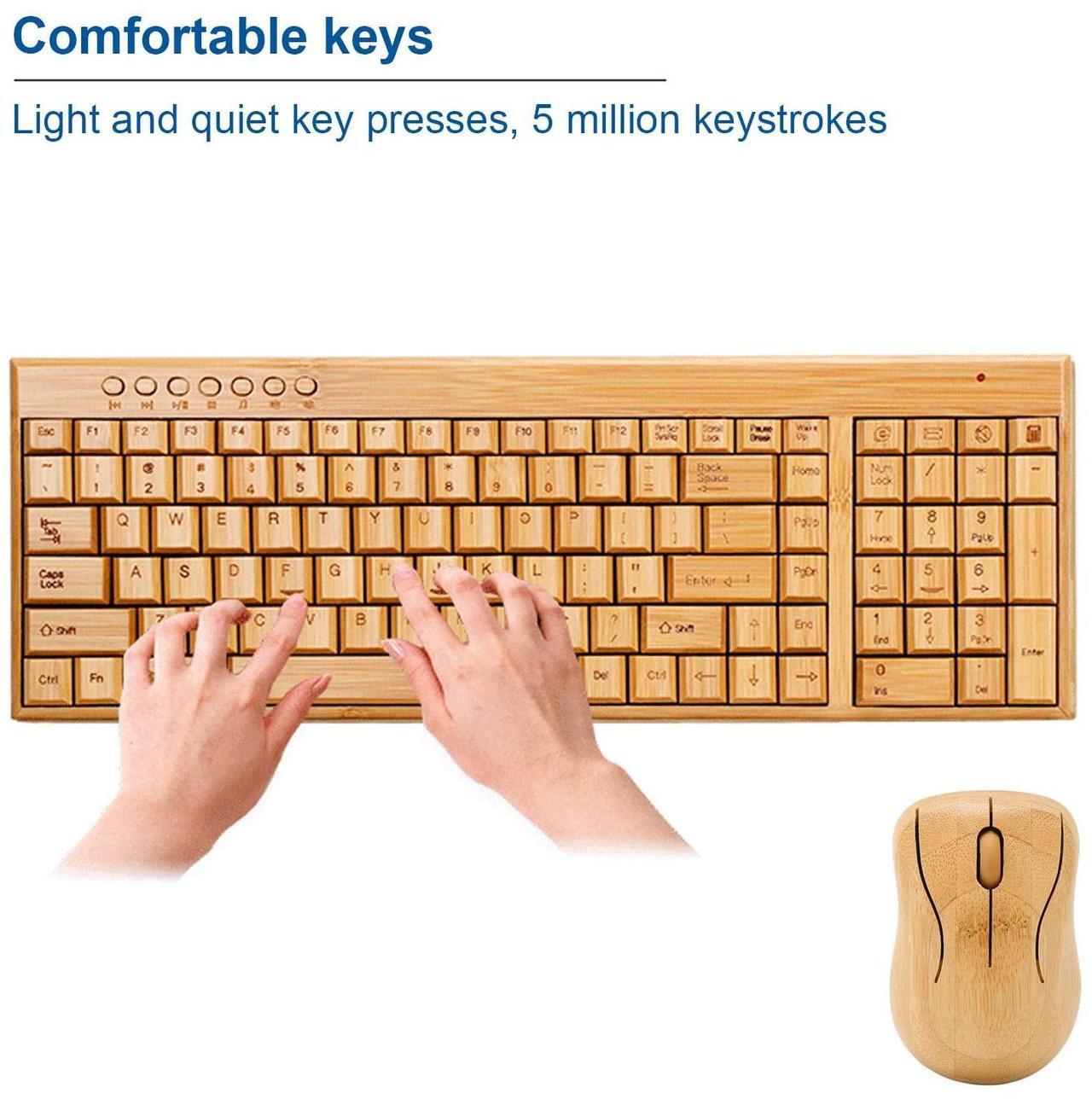 Alt view image 3 of 5 - Bamboo Wood Computer Devices, 2.4G Connection Plug and Play Keyboard and Mouse, Bamboo Wood Computer Control Devices for Office (Mouse)