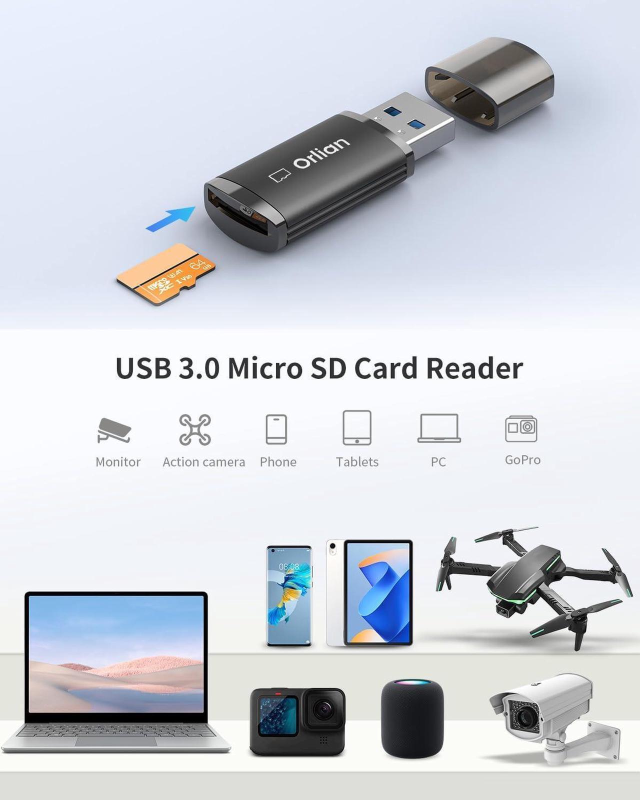 Alt view image 3 of 5 - 5 Pack USB 3.0 Micro SD Card Reader, 5Gbps Speed SD Card Adapter Compatible with Windows, MAC MacBook Pro/Air, iPhone 15 Pro/Max, Android and More, Black(Micro SD Card Not Included)