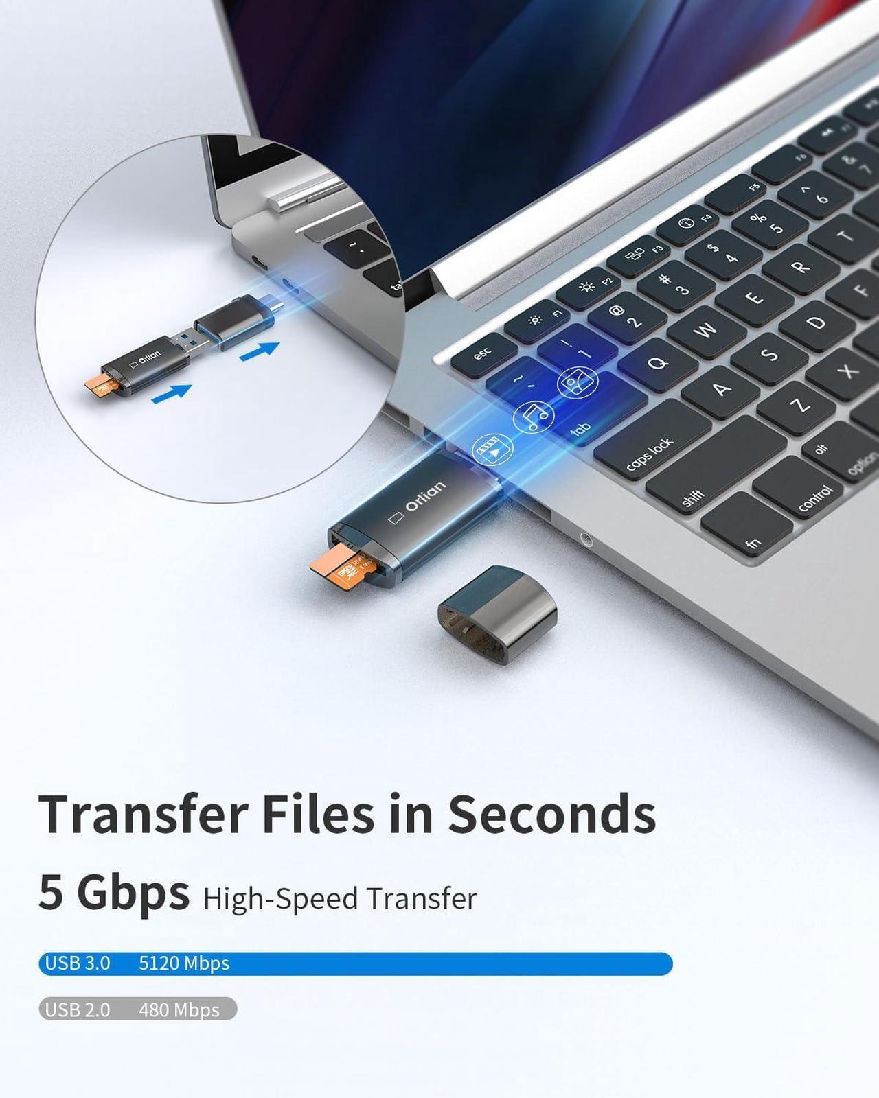 Alt view image 4 of 5 - 5 Pack USB 3.0 Micro SD Card Reader, 5Gbps Speed SD Card Adapter Compatible with Windows, MAC MacBook Pro/Air, iPhone 15 Pro/Max, Android and More, Black(Micro SD Card Not Included)