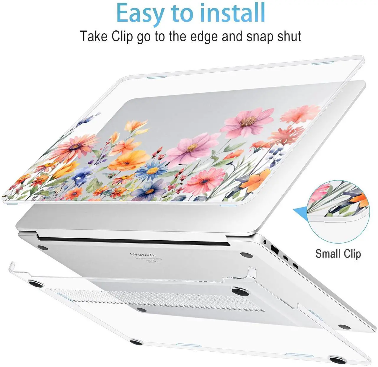 Alt view image 4 of 5 - Mektron Case for 13.8" Microsoft Surface Laptop 7 Windows 11 AI PC 2024 Surface Laptop 13.8 Inch Cover Fits Model 2036, Keyboard Cover +Screen Protector +Dust Plugs, Floral P165
