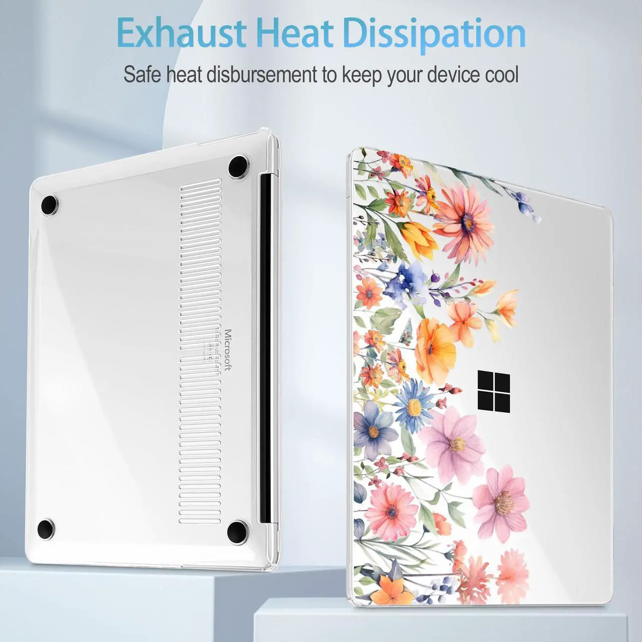 Alt view image 5 of 5 - Mektron Case for 13.8" Microsoft Surface Laptop 7 Windows 11 AI PC 2024 Surface Laptop 13.8 Inch Cover Fits Model 2036, Keyboard Cover +Screen Protector +Dust Plugs, Floral P165