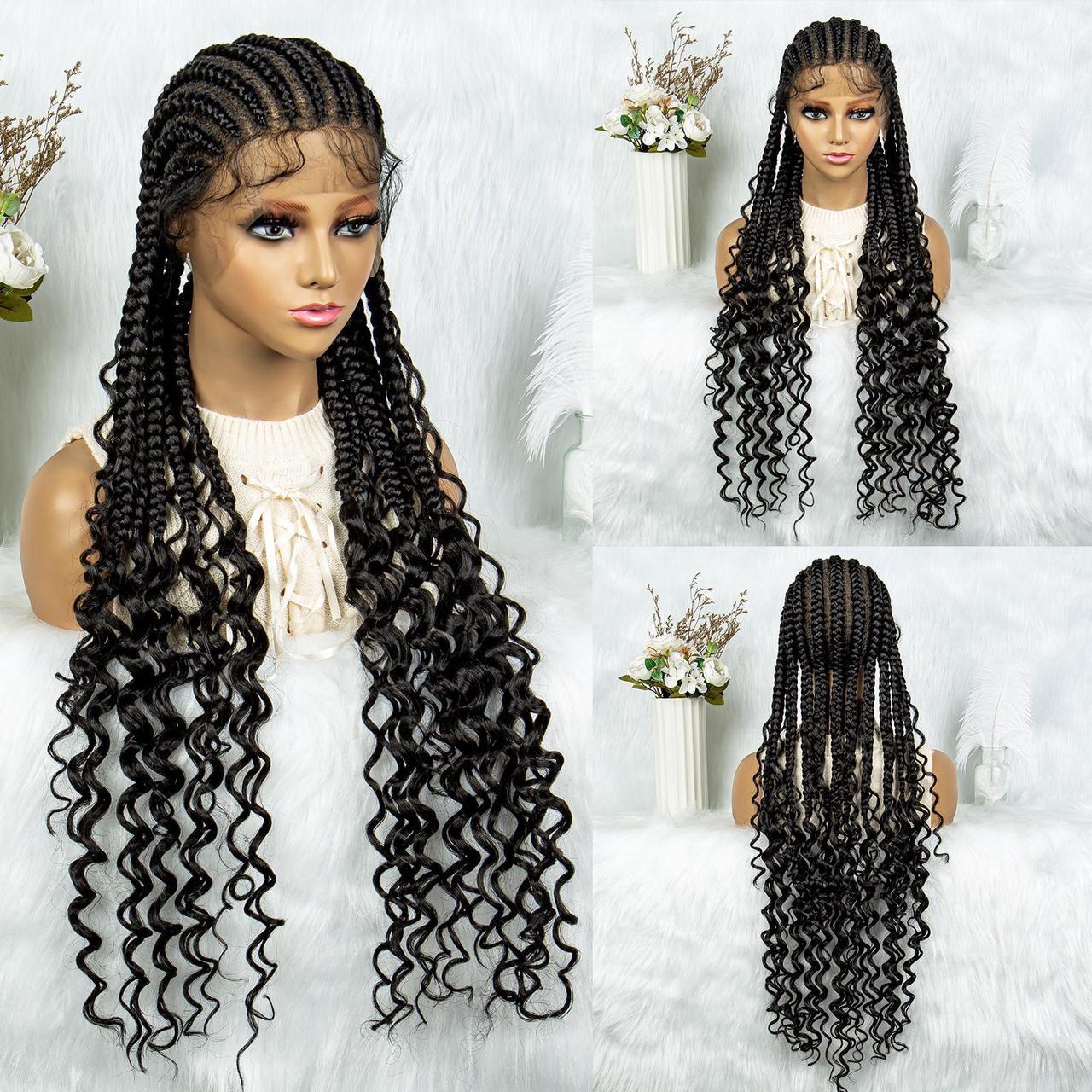 New Arrival Full Lace Braided Wigs Synthetic Lace Front Wig Braid African With Baby Hair Braided Wigs Water Wavy Wigs