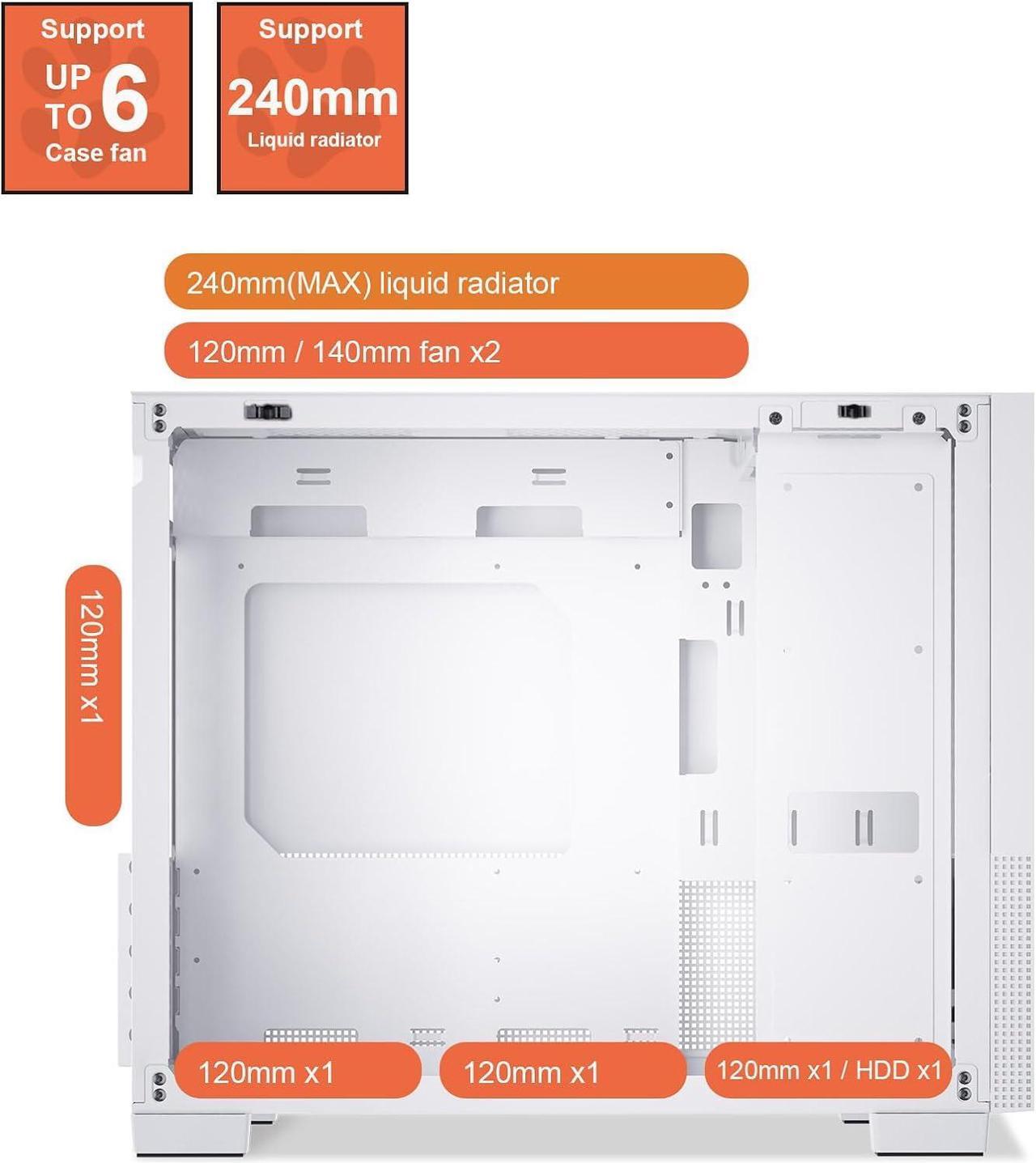 Alt view image 2 of 7 - Segotep Memphis M-ATX Mini Tower PC Case with Tempered Glass Panels, Support 40 Series GPU, USB 3.0, and 240MM Radiator - White