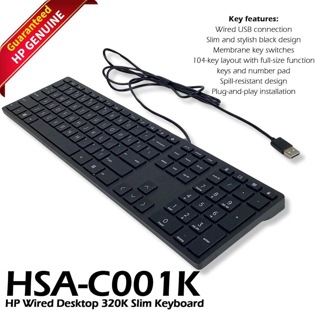 Main image of HP Smart Buy Wired 320K Slim Keyboard Black 108 Keys USB-A HSA-C001K L96909-001