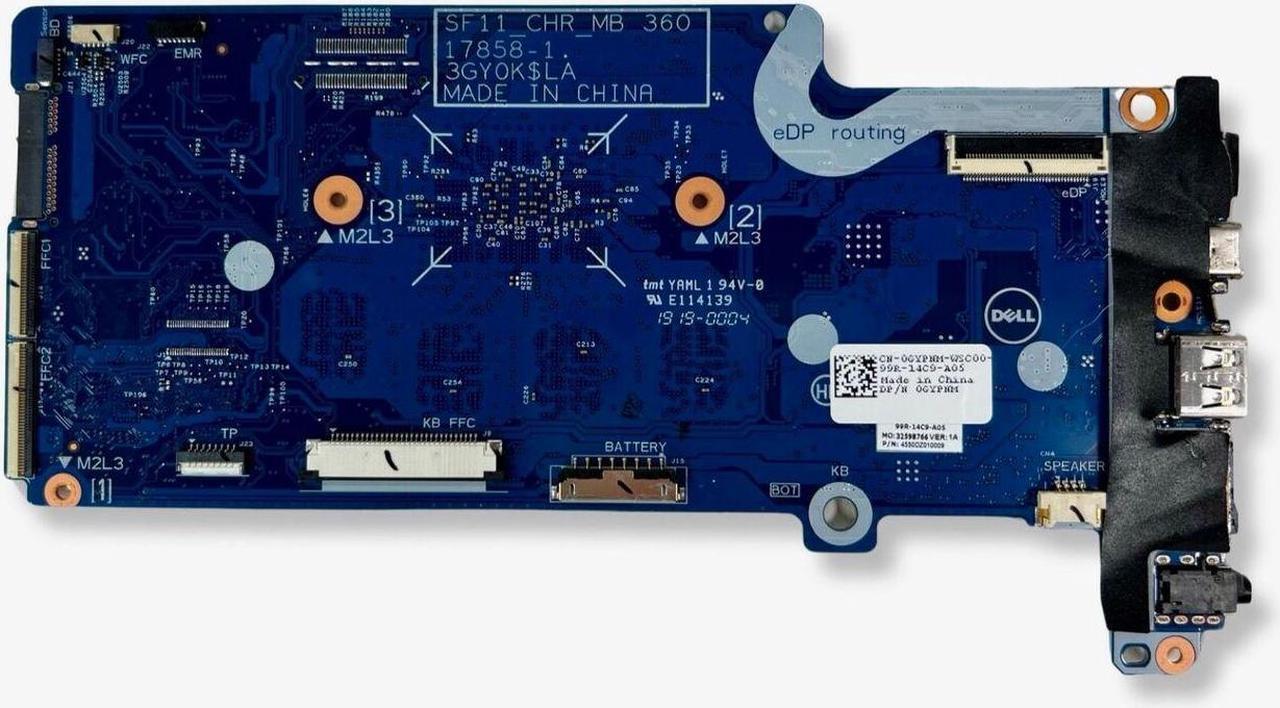 Alt view image 2 of 4 - Dell Chromebook 11 5190 2in1 Intel Celeron N3350 4GB 32GB eMMC Motherboard GYPNM