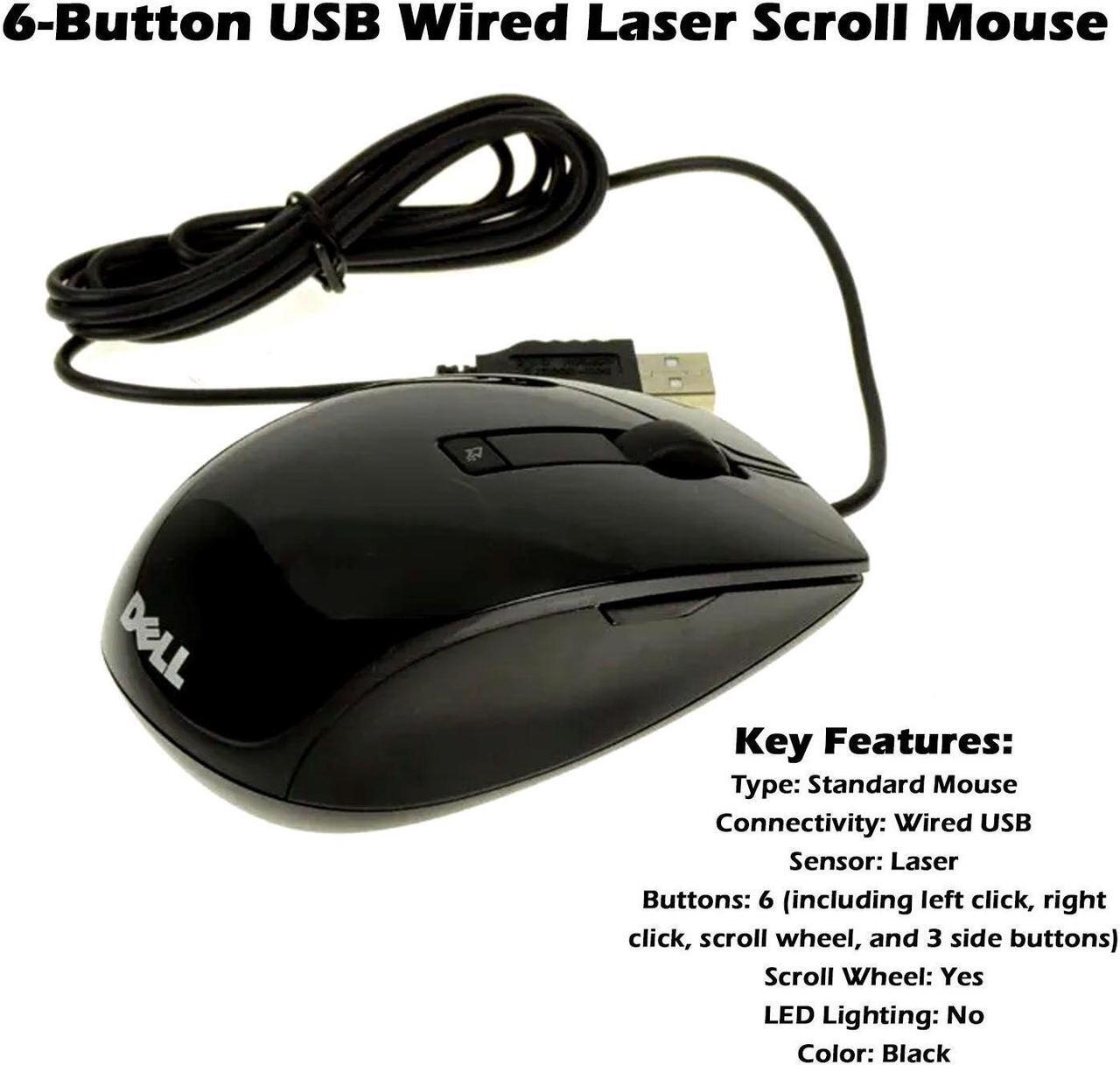 Alt view image 2 of 7 - Dell Premium 6-Button USB Wired Laser Scroll Mouse Black V7623 J660D